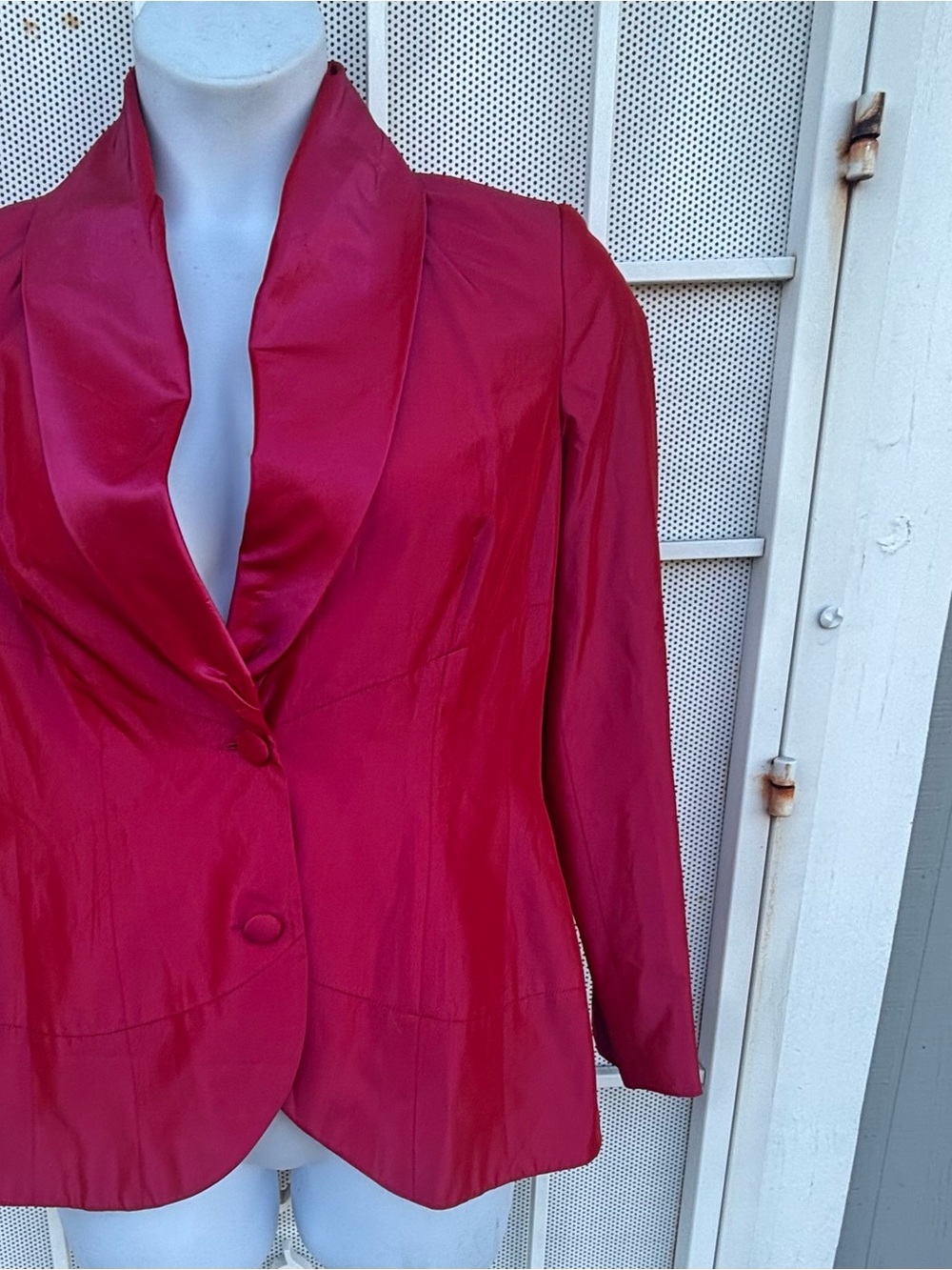 Pompoos Hot Pink Satin Shawl Collar Lined Blazer Jacket Size 10-12 (42)